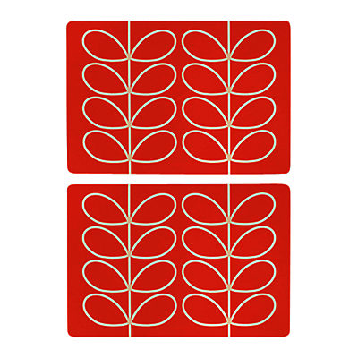 Orla Kiely Linear Placemats, Set of 2 Red Orla Kiely Linear Placemats, Set of 2 Red